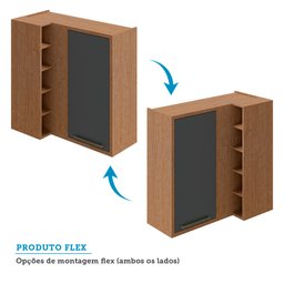 Armário Aéreo de Cozinha Canto Reto com 1 Porta e Mini Adega 100% MDF Vicenza Espresso Móveis - 7