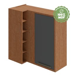 Armário Aéreo de Cozinha Canto Reto com 1 Porta e Mini Adega 100% MDF Vicenza Espresso Móveis - 6
