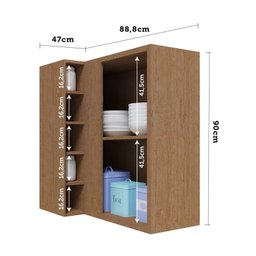 Armário Aéreo de Cozinha Canto Reto com 1 Porta e Mini Adega 100% MDF Vicenza Espresso Móveis - 5