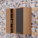 Ver imagem 2 de Armário Aéreo de Cozinha Canto Reto com 1 Porta e Mini Adega 100% MDF Vicenza Espresso Móveis