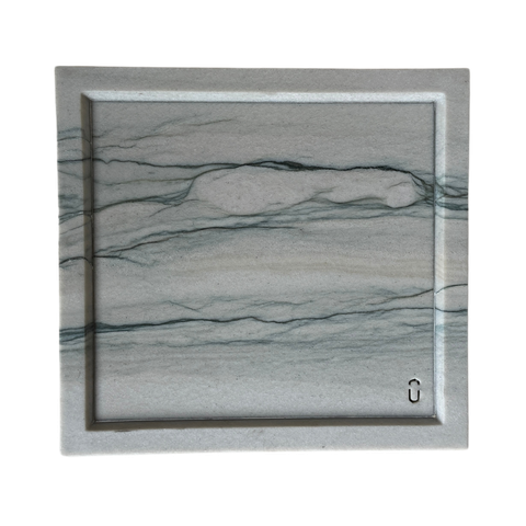 Bandeja Lavabo com Rebaixo Italiano Quartzito Perla Grey Polido 32x30cm