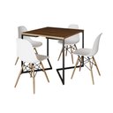 Ver imagem 2 de Mesa Jantar Industrial Amêndoa Quadrada 90x90 Base V Ferro Preto com 4 Cadeiras Eames Eiffel Brancas