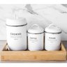 Conjunto 3 Latas Decorativas Cozinha Porta Café Açúcar e Biscoitos Copenhag Yoi Branco Fosco - 6