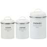 Conjunto 3 Latas Decorativas Cozinha Porta Café Açúcar e Biscoitos Copenhag Yoi Branco Fosco - 1