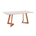 Ver imagem 2 de Mesa Sala de Jantar 6 Lugares Retangular Madeira Maciça Espanha Espresso Móveis Marrom/Champagnhe/Off White