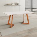 Ver imagem 1 de Mesa Sala de Jantar 6 Lugares Retangular Madeira Maciça Espanha Espresso Móveis Marrom/Champagnhe/Off White