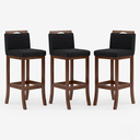 Ver imagem 2 de Conjunto de 3 Banquetas Altas Estofadas em Madeira Maciça Londres