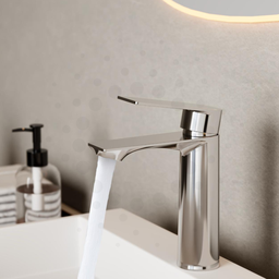 Torneira Baixa Misturador de Mesa Monocomando Cuba Lavatório Banheiro Lavabo Pia Cromada Luxo Metal - 3