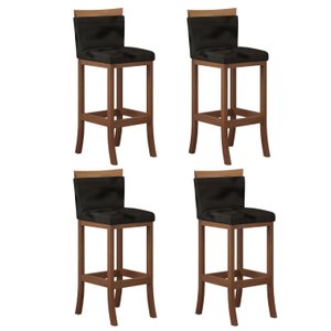 Conjunto 4 Banquetas Alta em Madeira Maciça Paris CCS