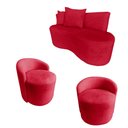 Ver imagem 2 de Kit Namoradeira + 2 Poltronas Yara Orgânica Suede Vermelho
