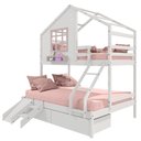Ver imagem 3 de Beliche Casinha com Janela Casal/solteiro com 02 Gavetas e Kit Escada/escorregador Madeira Maciça
