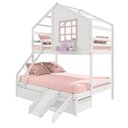 Ver imagem 6 de Beliche Casinha com Janela Casal/solteiro com 02 Gavetas e Kit Escada/escorregador Madeira Maciça