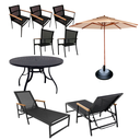 Ver imagem 1 de Kit Móveis Piscina Mesa Aluminio 1,20m + 5 Cadeiras Jardim + 2 Espreguiçadeiras Tela Sling