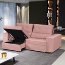 Ver imagem 1 de Sofá Baú Retrátil e Reclinável 5 Lugares 250cm Veludo Nobre La Plata Yescasa