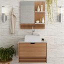 Ver imagem 2 de Conjunto 3 Peças para Banheiro Amendoa Marmore Branco Bn3630x13x14 Tecno Mobili