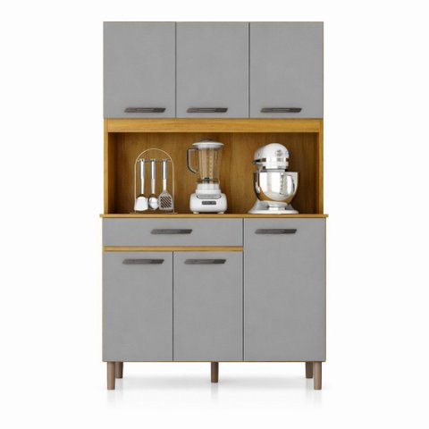 Armário de Cozinha Multiuso 6 Portas Valença com Espaço para Micro-ondas Mobilihouse