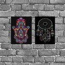 Ver imagem 1 de Kit 2 Placas Hamsa e Filtro Dos Sonhos 18x27cm