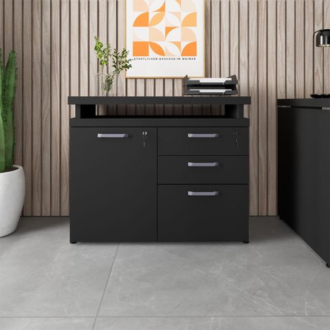Armário Escritório Extensível 90cm a 172cm 1 Porta 3 Gav. F5