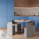 Ver imagem 3 de Conj. Compacto Sala de Jantar Pixel - Mesa Redonda C/ 4 Cadeiras Estofadas