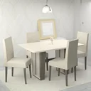 Ver imagem 1 de Conjunto Sala de Jantar 4 Lugares Mesa Flórida e Cadeira Montana Tecido A40 Marrom/Wengue