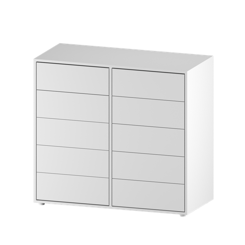 Cômoda Dieci – 10 Gavetas | Mdp 15 Mm | Corrediça Telescópica + Fecho Toque:branco
