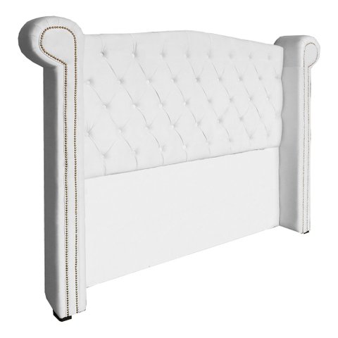 Cabeceira Estofada Sienna Para Cama Box King 195 Cm Suede Branco - LM DECOR