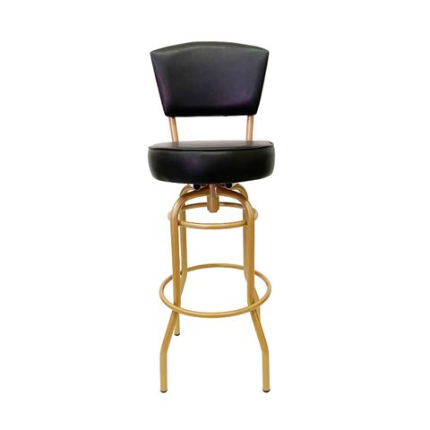 Banqueta Altura 65cm Bar Giratória com Encosto cor Dourado fosco Assento grosso Confortável preto Po