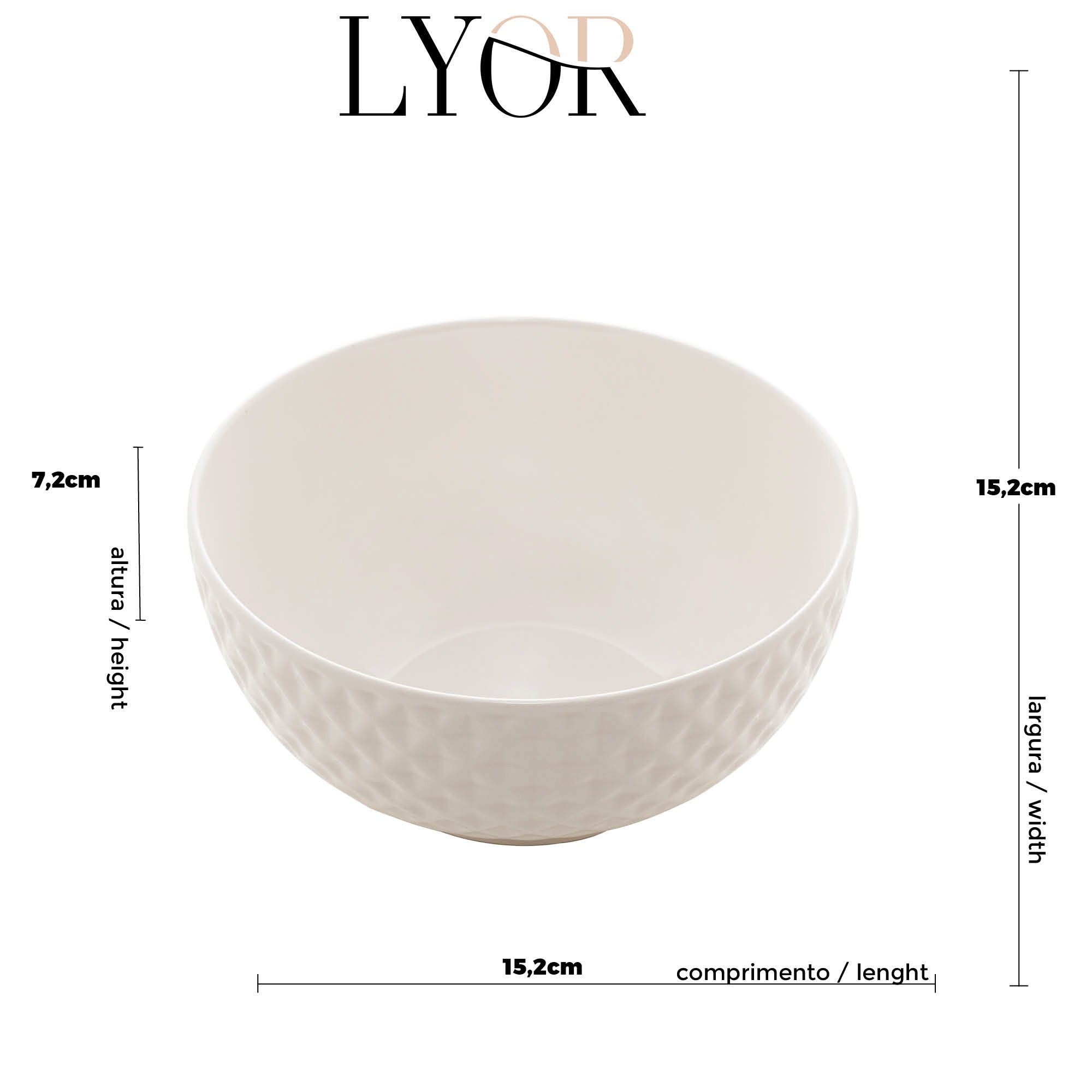 Bowl New Bone Diamond de porcelana Branco - 15x7,5 cm - 5