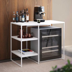 Aparador Adega Industrial Bar Barzinho Bourbon Aço Branco e Branco 95 Cm