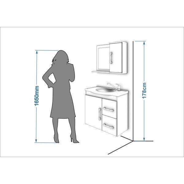 Gabinete de Banheiro 1 Cuba 1 Espelheira 2 Portas 2 Gavetas Vix Mgm Móveis - 6