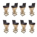 Ver imagem 1 de Kit 08 Banquetas Luma Base de Ferro Sued Grafite - D'classe Decor