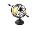 Ver imagem 3 de Globo Terrestre Decorativo Enfeite de Mesa Metal 29x18CM Preto e Dourado Decoração Escritório Casa