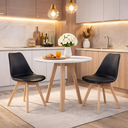 Ver imagem 3 de Kit 2 Cadeiras Jantar Saarinen Wood Tulipa Leda Eames Estofada Preta 136s