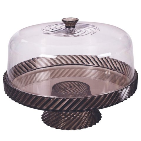 Boleira de Plástico Com Pé Cristal Twist Plasutil ref.15511