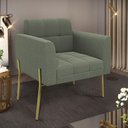Ver imagem 5 de Poltrona Sala de Estar Pé de Ferro Dourado Elisa Bouclê D03 Verde Pistache