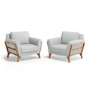 Ver imagem 2 de Kit 2 Poltronas Sabrina de Madeira Maciça com Almofada Linho Cinza 407