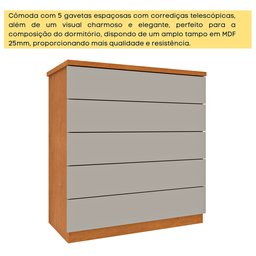 Cômoda 5 Gavetas 86cm Premium   - 7
