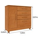 Ver imagem 3 de Cômoda 1 Porta 4 Gavetas com pés 104cm Chicago