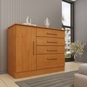 Ver imagem 1 de Cômoda 1 Porta 4 Gavetas 104cm Chicago Bege/Cinamomo