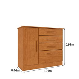 Cômoda 1 Porta 4 Gavetas 104cm Chicago - 3