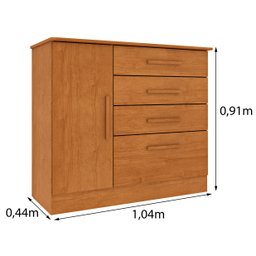 Cômoda 1 Porta 4 Gavetas 104cm Chicago - 3