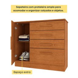 Cômoda 1 Porta 4 Gavetas 104cm Chicago - 6