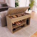 Ver imagem 1 de Sapateira Baú Oak com Tampo Estofado 81x38x48 Cm Completa Móveis