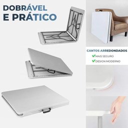 Mesa Dobrável Tipo Maleta Prática e Durável 180x60cm Branca - Waw Design - 2