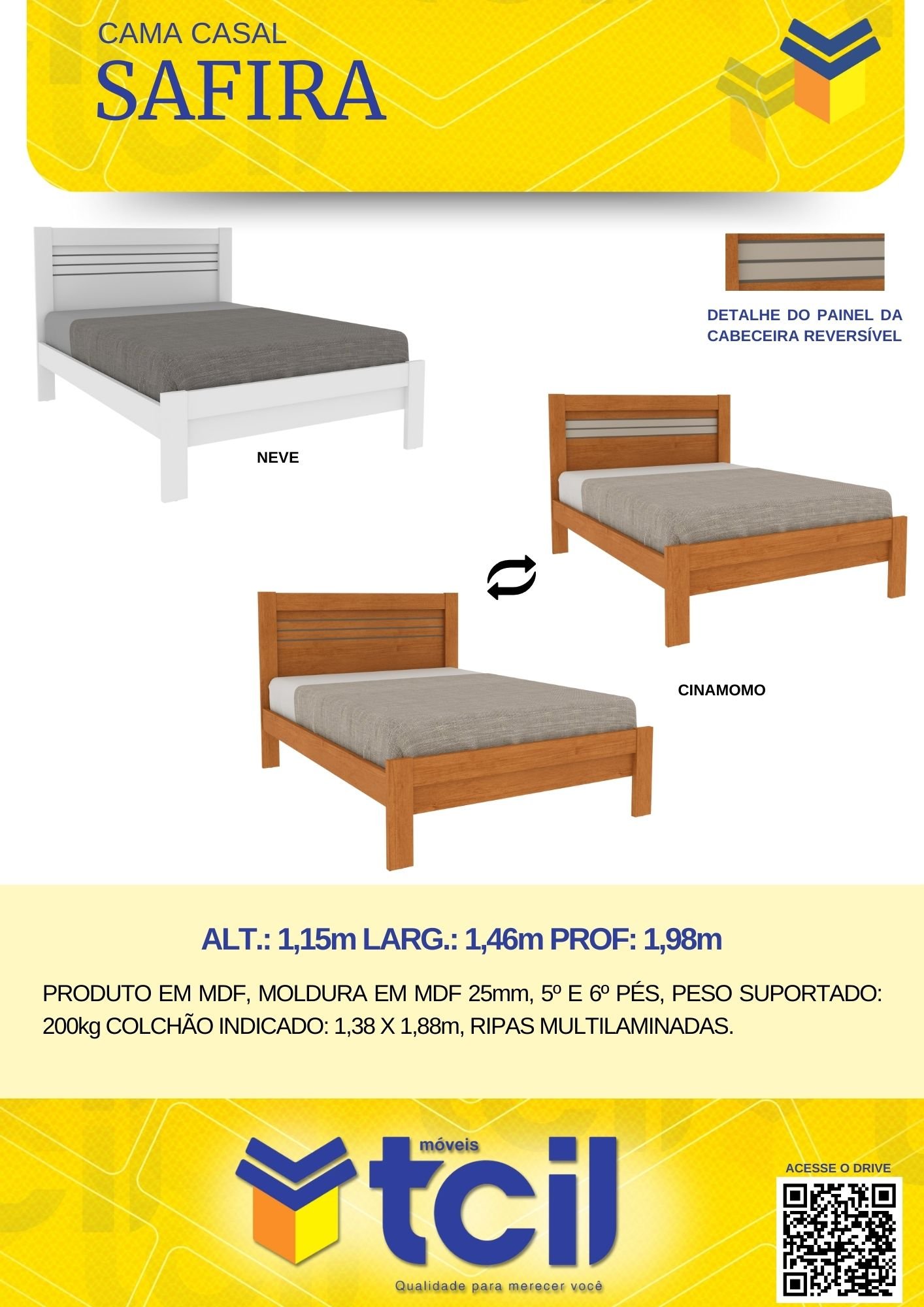 Cama Casal MDF Safira   - 18