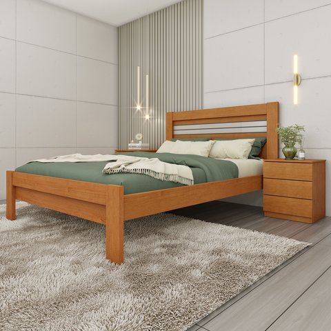 Cama Casal 100% MDF Safira Bege/Cinamomo