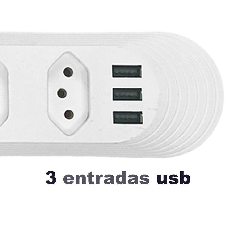 Extensao 4 Tomadas + 3 Usb B-max Filtro de Linha - 4