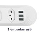 Ver imagem 4 de Extensao 4 Tomadas + 3 Usb B-max Filtro de Linha