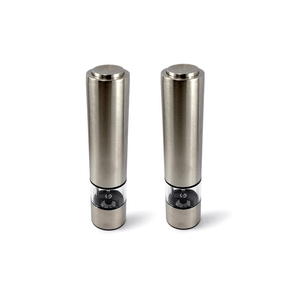 Kit 2 Moedor De Sal Pimentas Temperos Especiarias Elétrico Portátil Em Aço Inox Com Luz Led