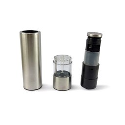 Kit 2 Moedor De Sal Pimentas Temperos Especiarias Elétrico Portátil Em Aço Inox Com Luz Led - 4
